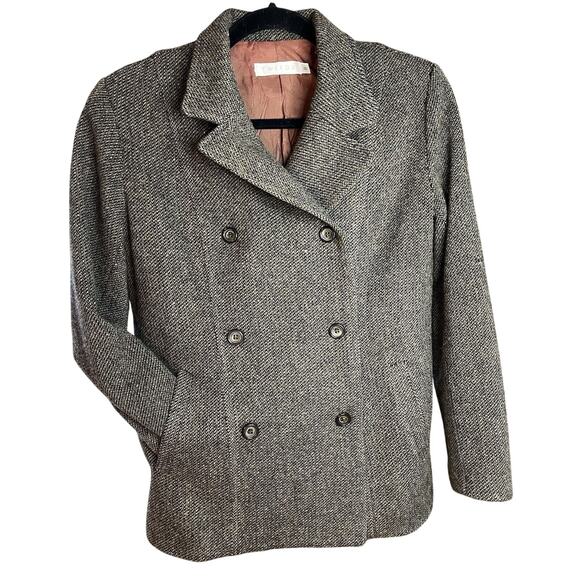 Tweeds Jackets & Blazers - Vintage 1990’s Tweeds Women’s Gray/Brown/Black Wool Double Breasted Jacket, Sz 8